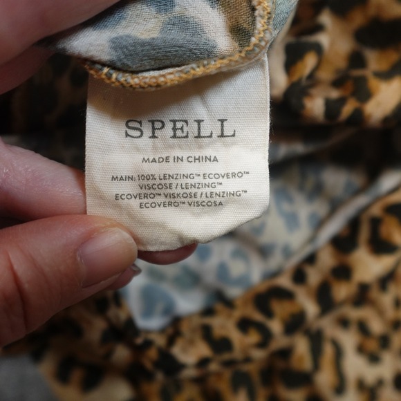 Spell Pants Womens Small Animal Print Vintage Leopard Samantha Bias Flare - Picture 8 of 11